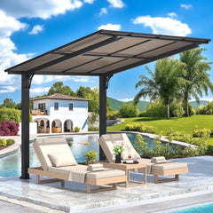 AECOJOY 8' x 8' Gazebo for Patio, Freestanding Lean to Hard Top Gazebo Carport Shelter