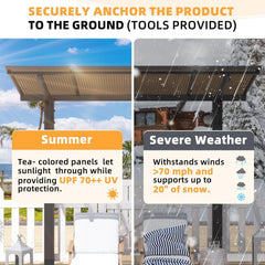 AECOJOY 8' x 8' Gazebo for Patio, Freestanding Lean to Hard Top Gazebo Carport Shelter
