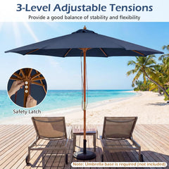 Tangkula 9 FT Patio Umbrella | Outdoor Table Market Umbrella with 8 Wooden Ribs
