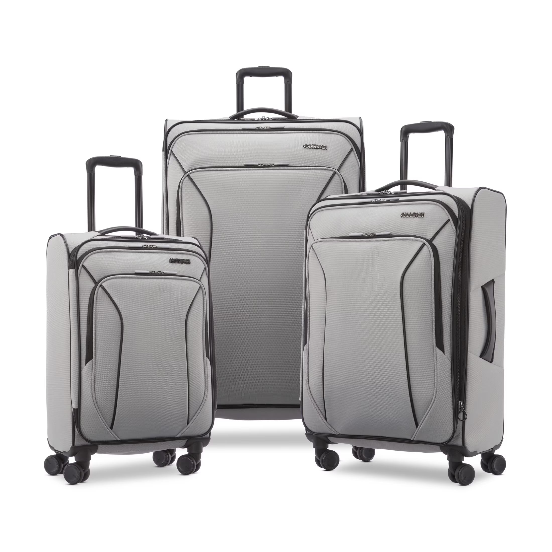 American Tourister X - Lite 3 - Piece Luggage Set with Spinner Wheels - Light Grey