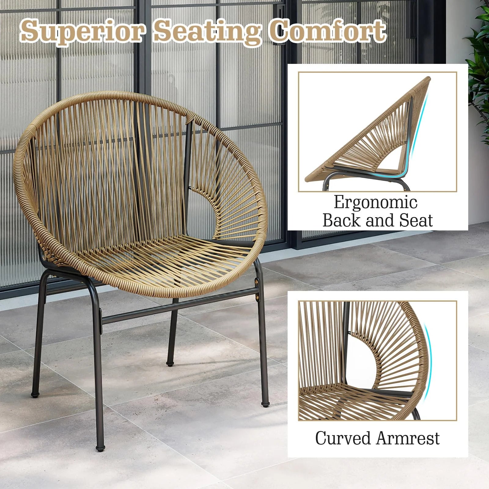Tangkula 3 Piece Outdoor Patio Furniture Set