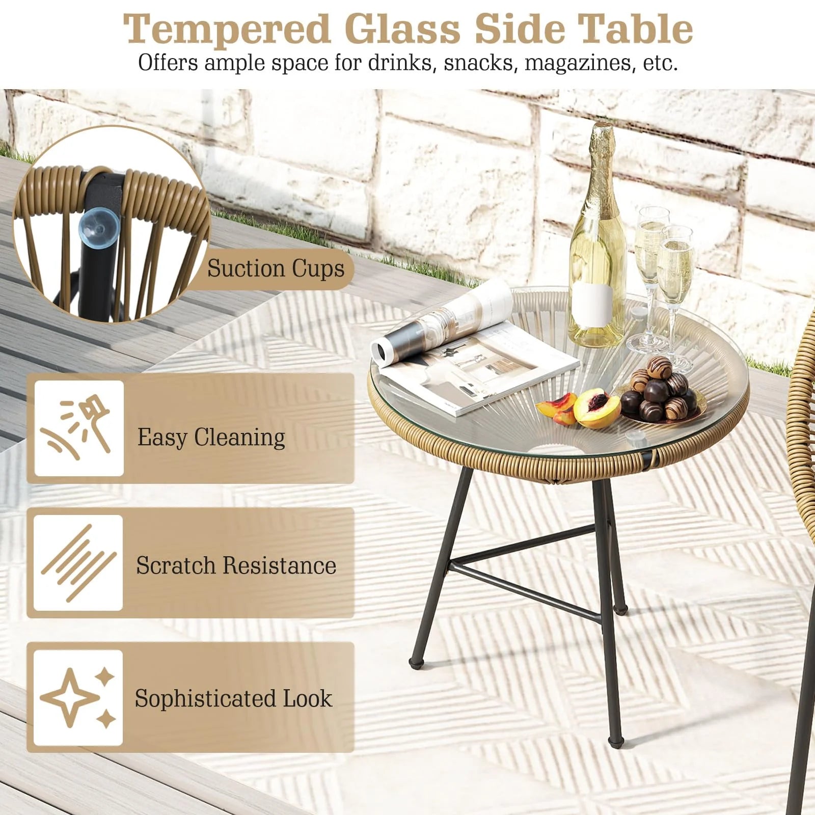 Tangkula 3 Piece Outdoor Patio Furniture Set