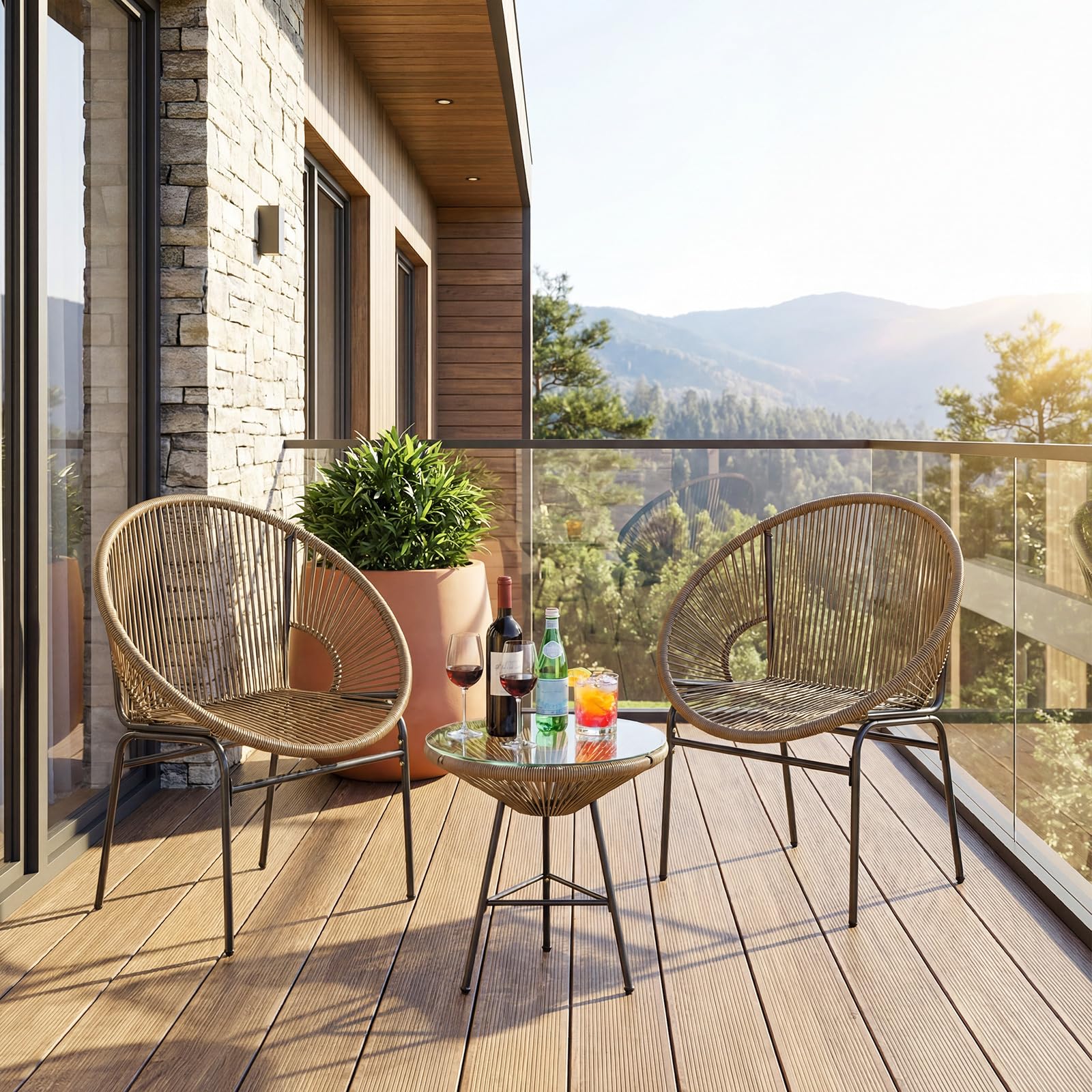 Tangkula 3 Piece Outdoor Patio Furniture Set