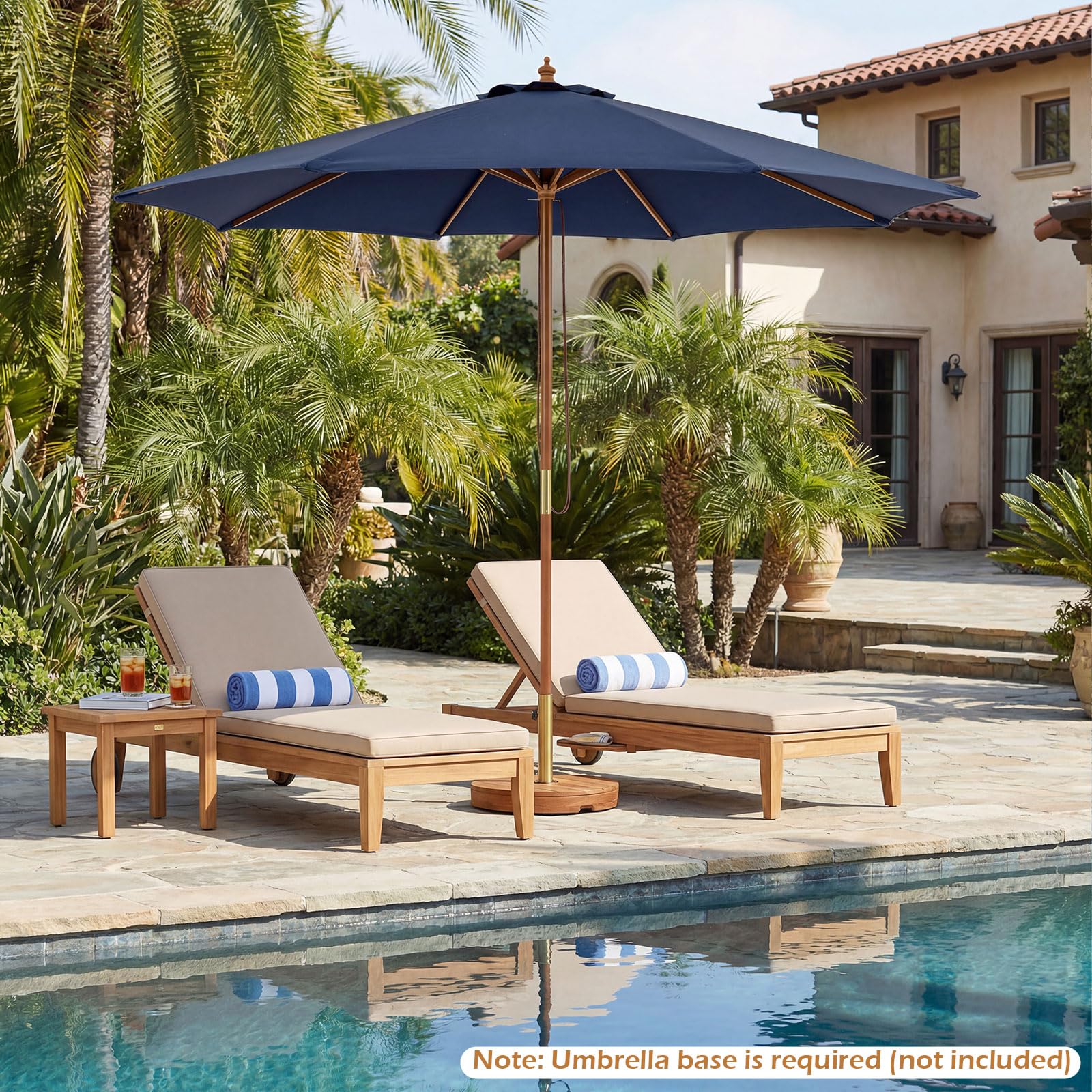 Tangkula 9 FT Patio Umbrella | Outdoor Table Market Umbrella with 8 Wooden Ribs