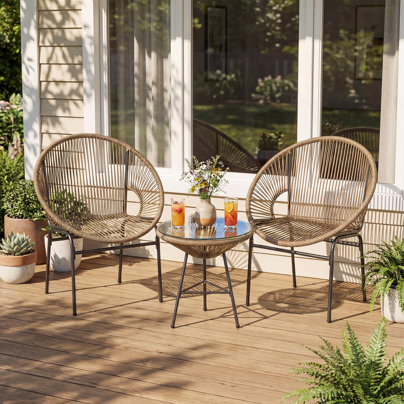 Tangkula 3 Piece Outdoor Patio Furniture Set
