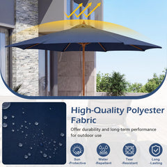 Tangkula 9 FT Patio Umbrella | Outdoor Table Market Umbrella with 8 Wooden Ribs