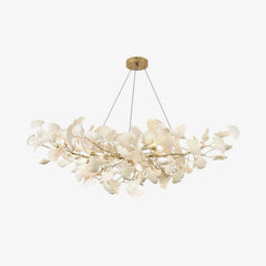 Gingko Chandelier B, L 39.3�ɡ� x H 17.7�ɡ� / L 100cm x H 45cm / Gold+White
