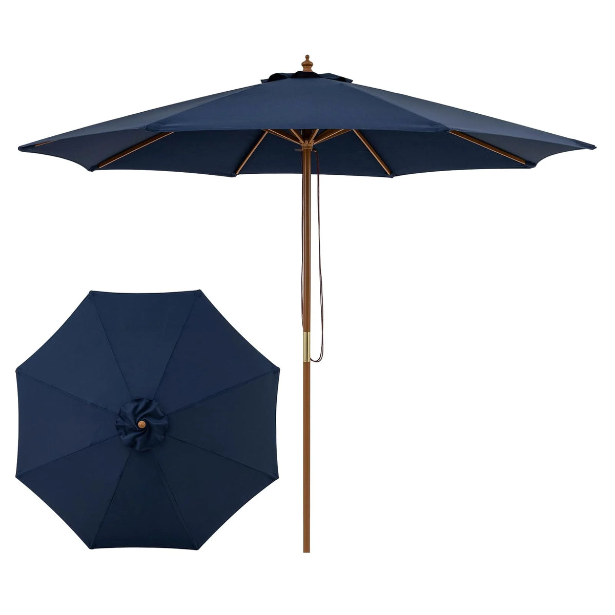 Tangkula 9 FT Patio Umbrella | Outdoor Table Market Umbrella with 8 Wooden Ribs