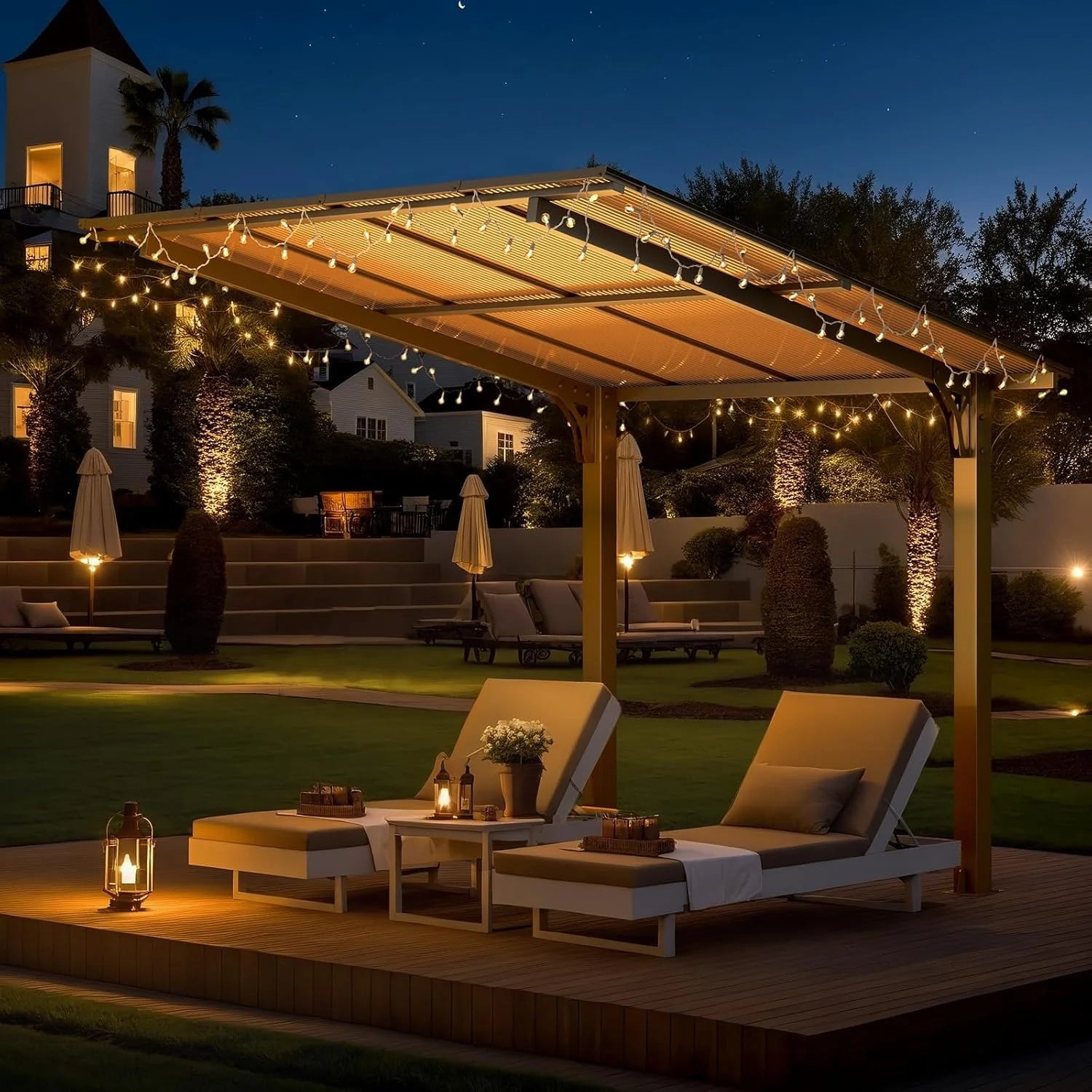 AECOJOY 8' x 8' Gazebo for Patio, Freestanding Lean to Hard Top Gazebo Carport Shelter